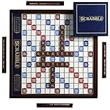 Scrabble Deluxe Edition with Rotating Wooden Game Board